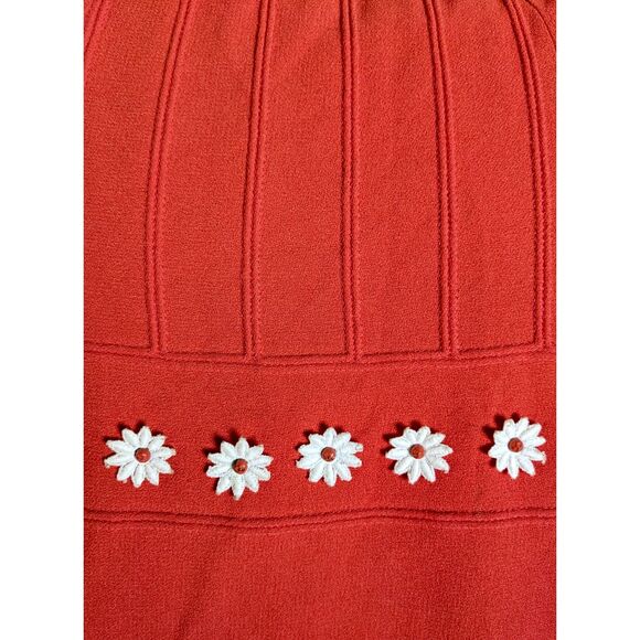 RARE Vintage 60s SHUBETTE OF LONDON Orange Crepe Daisy Mod Mini Dress, Sz 00 / 0 - Picture 6 of 14